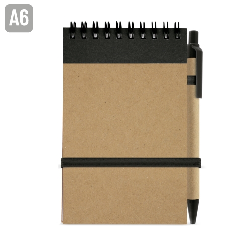 BLOC DE NOTAS CON BOLIGRAFO RECICLADO "MAEL" NEGRO