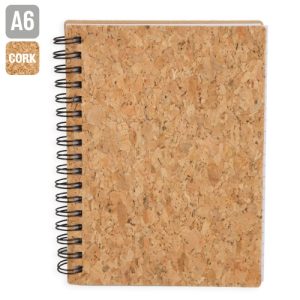LIBRETA CON ANILLAS NEGRAS CORCHO NATURAL "PAIX"