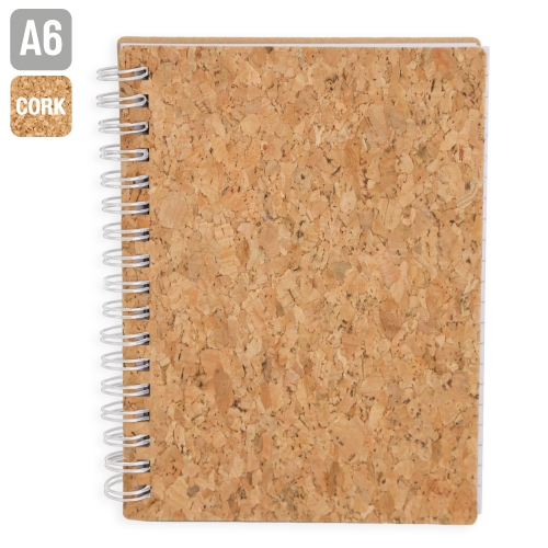 LIBRETA CON ANILLAS BLANCAS CORCHO NATURAL BLANCO