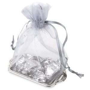 BANDEJA CON BOLSA ORGANZA PLATA