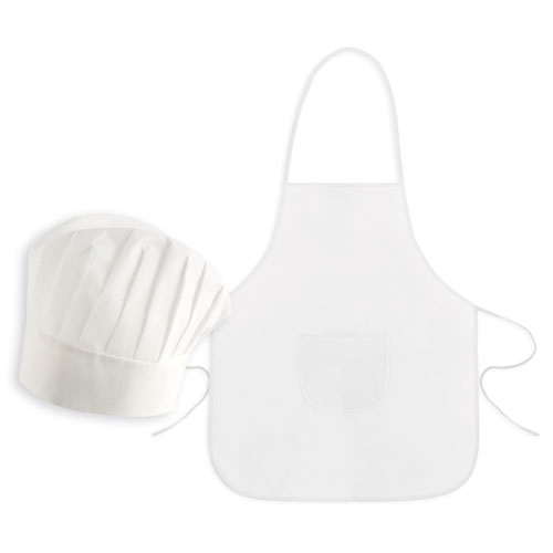 T-077-BL-500x500-1.jpg SET DELANTAL Y GORRO INFANT NW BLANCO