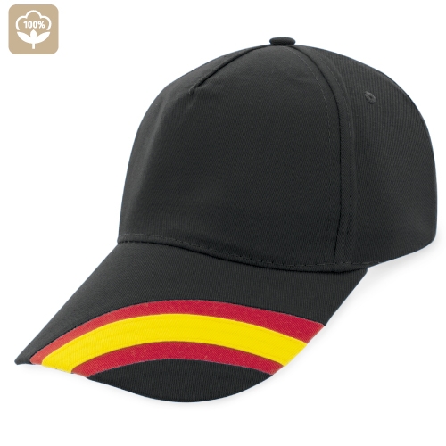 GORRA NACIONAL 5 PANELES ALGODN PEINADO "DEVA" NEGRO