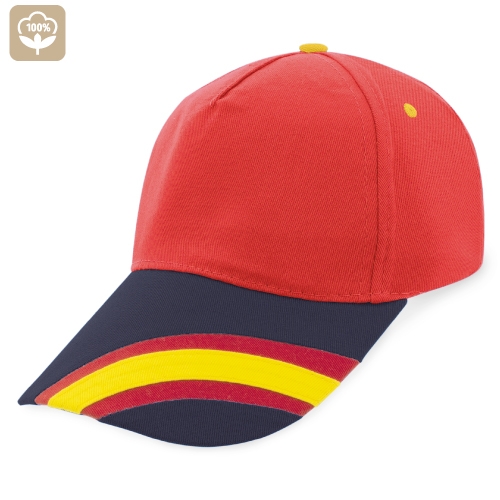 GORRA NACIONAL 5 PANELES ALGODN PEINADO "DEVA" ROJO