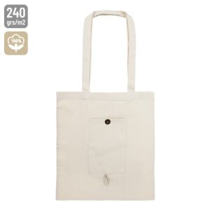 BOLSA DE ALGODON PLEGABLE CON BOLSILLO "NADIA" PIEDRA