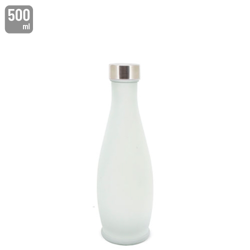 BOTELLA ESMERILADA 500ML "AQUA SANA" BLANCO