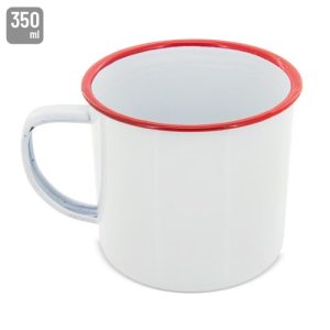 TAZA METÁLICA ESMALTADA “RETRO” REBORDE ROJO