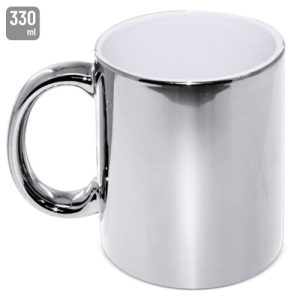 TAZA CERAMICA METALIZADA PLATA "SYBAL"
