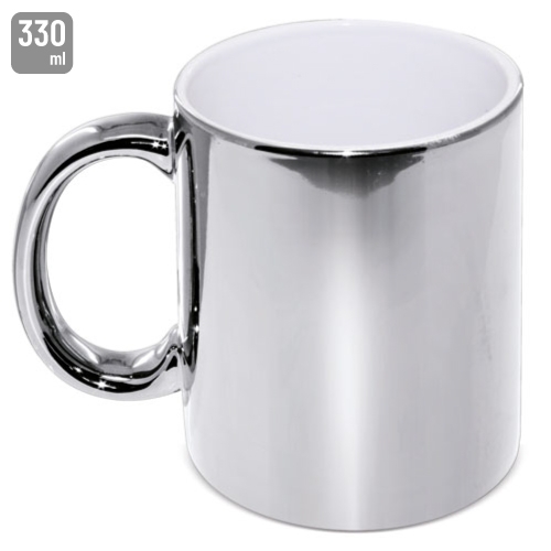 TAZA CERAMICA METALIZADA PLATA "SYBAL"